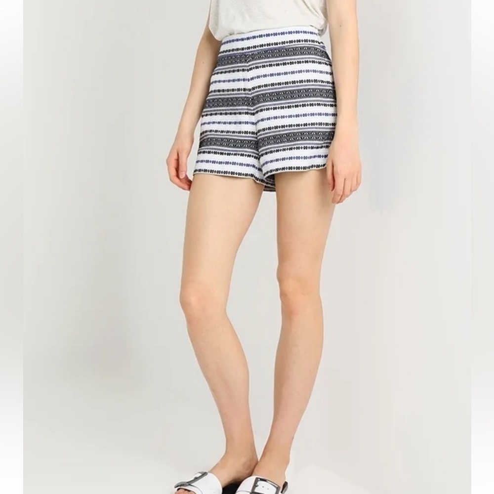 GAP High-Waist Navy and White Greek-style Striped Shorts